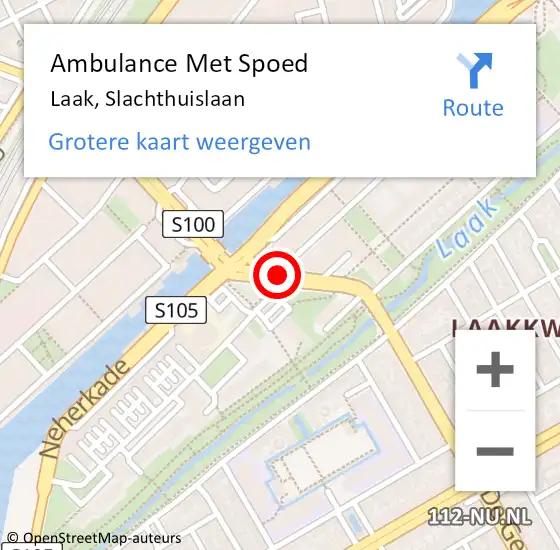 Locatie op kaart van de 112 melding: Ambulance Met Spoed Naar Laak, Slachthuislaan op 28 september 2019 23:05