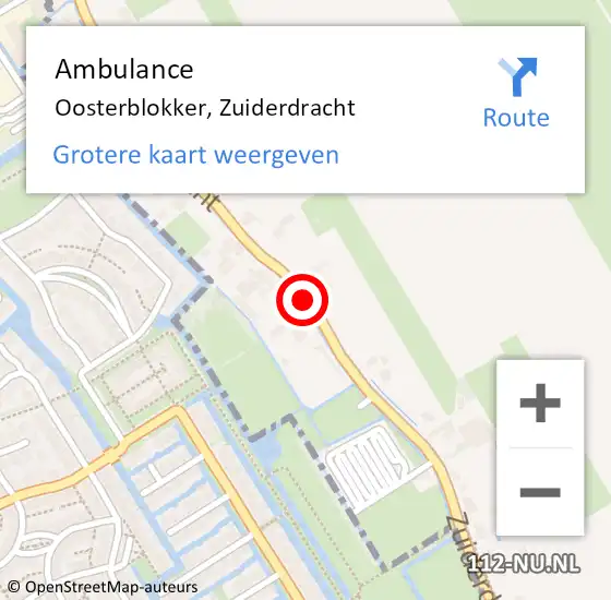 Locatie op kaart van de 112 melding: Ambulance Oosterblokker, Zuiderdracht op 28 september 2019 23:35