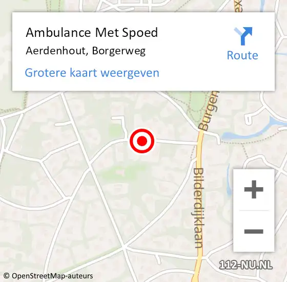 Locatie op kaart van de 112 melding: Ambulance Met Spoed Naar Aerdenhout, Borgerweg op 28 september 2019 23:45