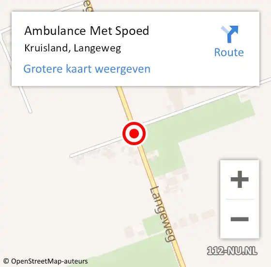Locatie op kaart van de 112 melding: Ambulance Met Spoed Naar Kruisland, Langeweg op 29 september 2019 01:47
