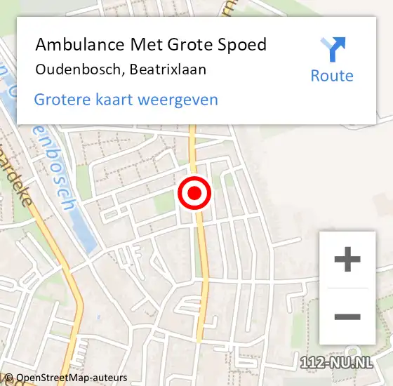 Locatie op kaart van de 112 melding: Ambulance Met Grote Spoed Naar Oudenbosch, Beatrixlaan op 29 september 2019 05:51