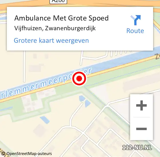Locatie op kaart van de 112 melding: Ambulance Met Grote Spoed Naar Vijfhuizen, Zwanenburgerdijk op 29 september 2019 07:46