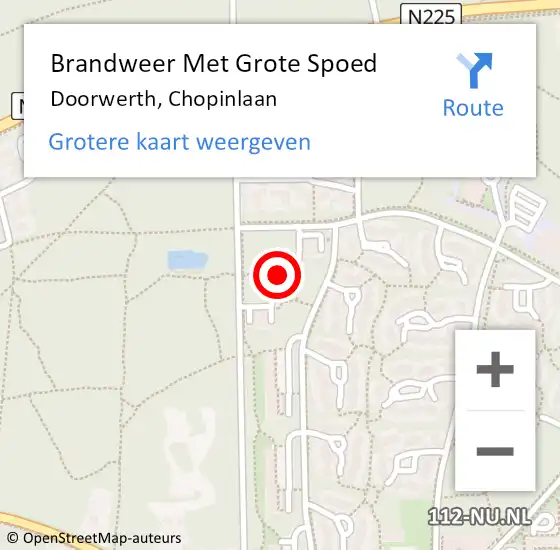 Locatie op kaart van de 112 melding: Brandweer Met Grote Spoed Naar Doorwerth, Chopinlaan op 29 september 2019 09:32