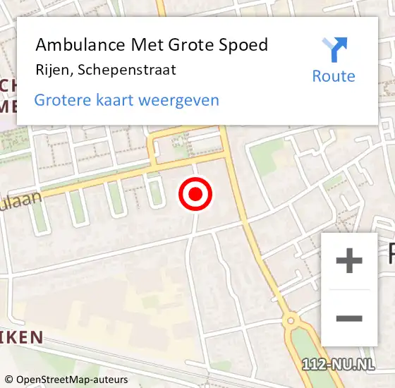 Locatie op kaart van de 112 melding: Ambulance Met Grote Spoed Naar Rijen, Schepenstraat op 29 september 2019 10:01