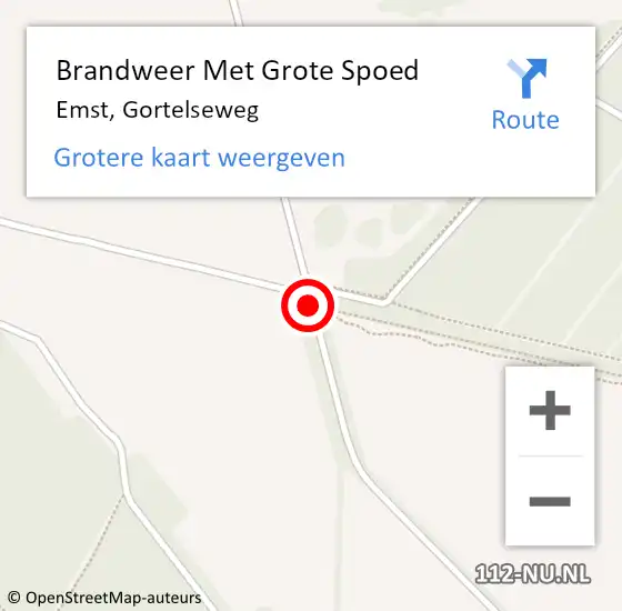 Locatie op kaart van de 112 melding: Brandweer Met Grote Spoed Naar Emst, Gortelseweg op 29 september 2019 11:38