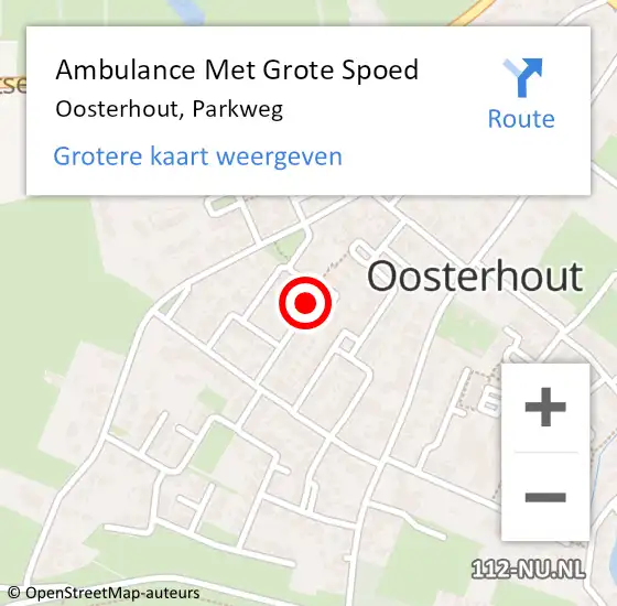 Locatie op kaart van de 112 melding: Ambulance Met Grote Spoed Naar Oosterhout, Parkweg op 29 september 2019 11:46