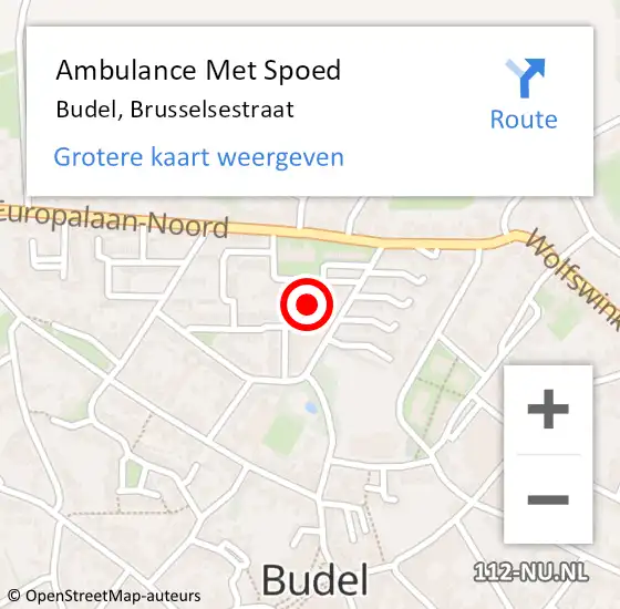 Locatie op kaart van de 112 melding: Ambulance Met Spoed Naar Budel, Brusselsestraat op 29 september 2019 12:23