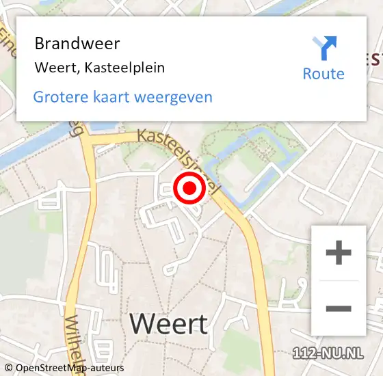 Locatie op kaart van de 112 melding: Brandweer Weert, Kasteelplein op 29 september 2019 12:33