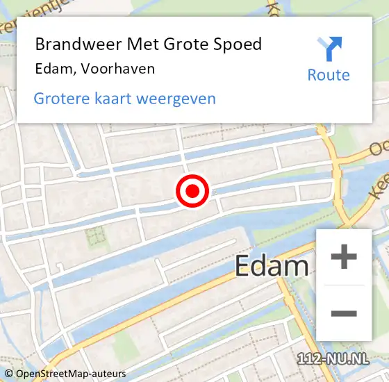 Locatie op kaart van de 112 melding: Brandweer Met Grote Spoed Naar Edam, Voorhaven op 29 september 2019 12:43