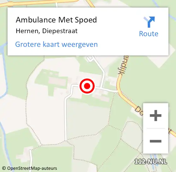 Locatie op kaart van de 112 melding: Ambulance Met Spoed Naar Hernen, Diepestraat op 29 september 2019 12:49