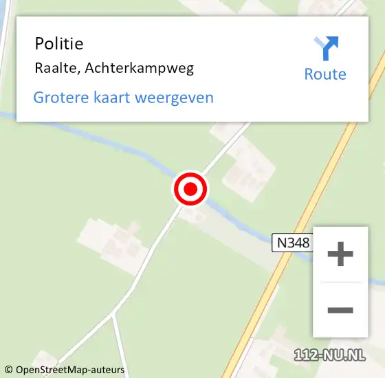 Locatie op kaart van de 112 melding: Politie Raalte, Achterkampweg op 29 september 2019 13:08