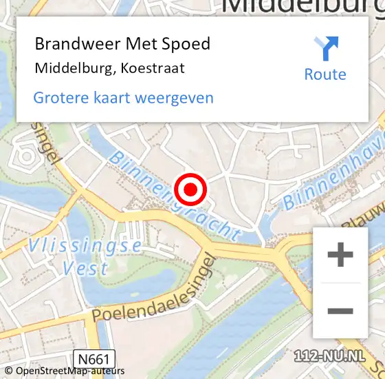Locatie op kaart van de 112 melding: Brandweer Met Spoed Naar Middelburg, Koestraat op 29 september 2019 13:11
