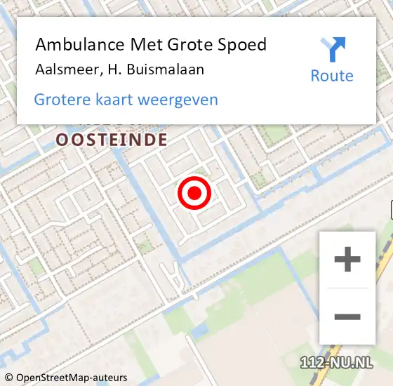 Locatie op kaart van de 112 melding: Ambulance Met Grote Spoed Naar Aalsmeer, H. Buismalaan op 29 september 2019 13:33