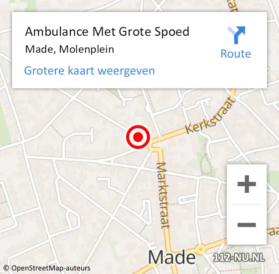 Locatie op kaart van de 112 melding: Ambulance Met Grote Spoed Naar Made, Molenplein op 29 september 2019 13:38