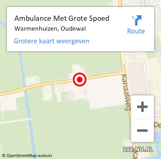 Locatie op kaart van de 112 melding: Ambulance Met Grote Spoed Naar Warmenhuizen, Oudewal op 29 september 2019 14:04