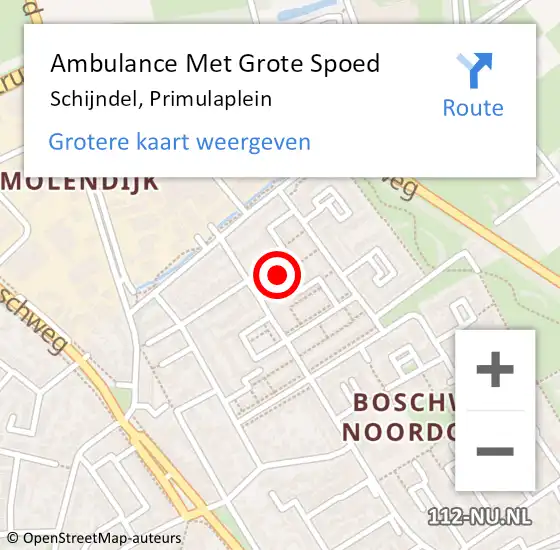 Locatie op kaart van de 112 melding: Ambulance Met Grote Spoed Naar Schijndel, Primulaplein op 29 september 2019 14:15