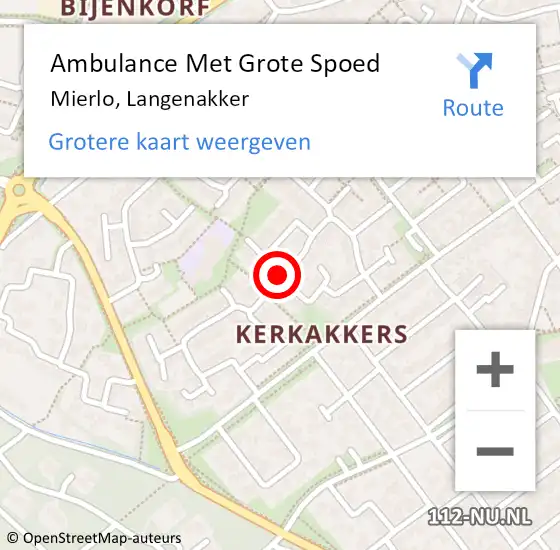 Locatie op kaart van de 112 melding: Ambulance Met Grote Spoed Naar Mierlo, Langenakker op 29 september 2019 14:40