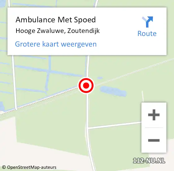 Locatie op kaart van de 112 melding: Ambulance Met Spoed Naar Hooge Zwaluwe, Zoutendijk op 29 september 2019 14:55