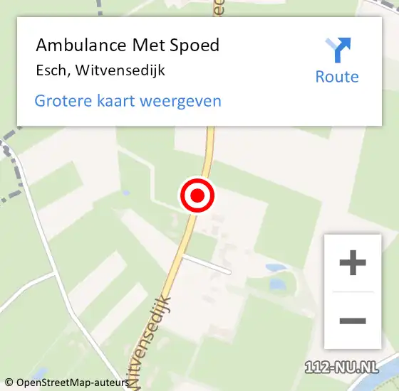 Locatie op kaart van de 112 melding: Ambulance Met Spoed Naar Esch, Witvensedijk op 29 september 2019 15:49