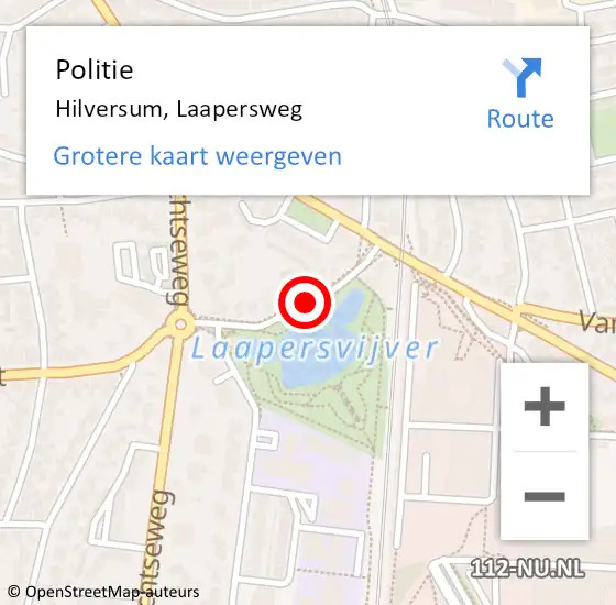 Locatie op kaart van de 112 melding: Politie Hilversum, Laapersweg op 29 september 2019 16:17