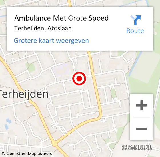 Locatie op kaart van de 112 melding: Ambulance Met Grote Spoed Naar Terheijden, Abtslaan op 29 september 2019 16:27