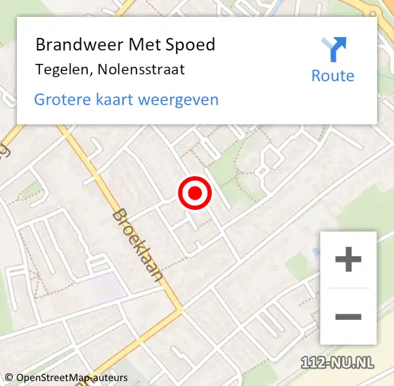 Locatie op kaart van de 112 melding: Brandweer Met Spoed Naar Tegelen, Nolensstraat op 29 september 2019 17:12