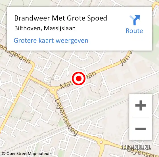 Locatie op kaart van de 112 melding: Brandweer Met Grote Spoed Naar Bilthoven, Massijslaan op 29 september 2019 17:14