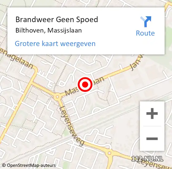 Locatie op kaart van de 112 melding: Brandweer Geen Spoed Naar Bilthoven, Massijslaan op 29 september 2019 17:17