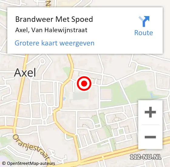 Locatie op kaart van de 112 melding: Brandweer Met Spoed Naar Axel, Van Halewijnstraat op 29 september 2019 17:29