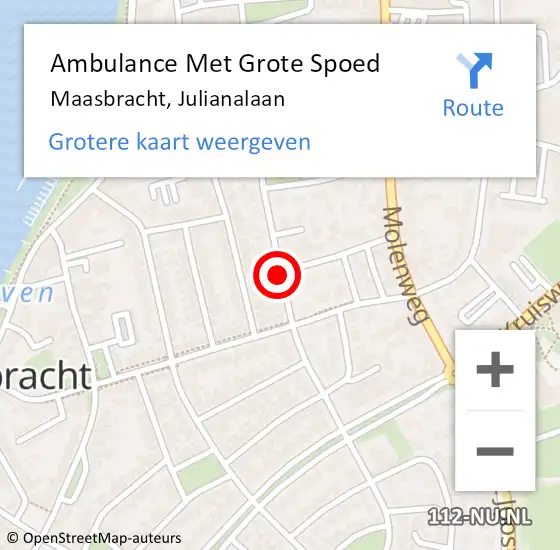 Locatie op kaart van de 112 melding: Ambulance Met Grote Spoed Naar Maasbracht, Julianalaan op 29 september 2019 17:37