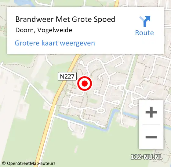 Locatie op kaart van de 112 melding: Brandweer Met Grote Spoed Naar Doorn, Vogelweide op 29 september 2019 17:52