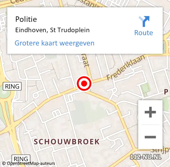 Locatie op kaart van de 112 melding: Politie Eindhoven, St Trudoplein op 29 september 2019 18:17