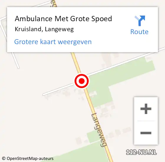 Locatie op kaart van de 112 melding: Ambulance Met Grote Spoed Naar Kruisland, Langeweg op 29 september 2019 18:21