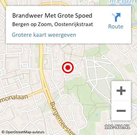 Locatie op kaart van de 112 melding: Brandweer Met Grote Spoed Naar Bergen op Zoom, Oostenrijkstraat op 29 september 2019 18:55