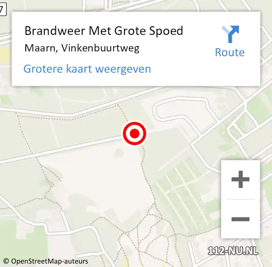 Locatie op kaart van de 112 melding: Brandweer Met Grote Spoed Naar Maarn, Vinkenbuurtweg op 29 september 2019 18:55