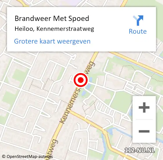 Locatie op kaart van de 112 melding: Brandweer Met Spoed Naar Heiloo, Kennemerstraatweg op 29 september 2019 18:56