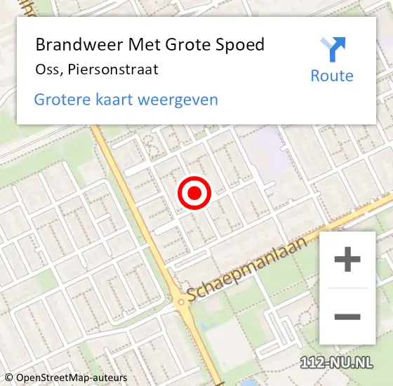 Locatie op kaart van de 112 melding: Brandweer Met Grote Spoed Naar Oss, Piersonstraat op 29 september 2019 19:09