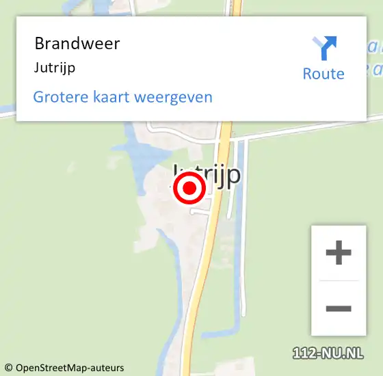 Locatie op kaart van de 112 melding: Brandweer Jutrijp op 29 september 2019 19:31