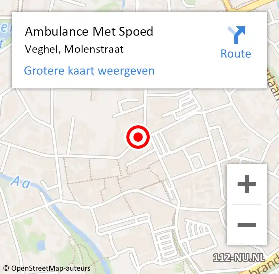 Locatie op kaart van de 112 melding: Ambulance Met Spoed Naar Veghel, Molenstraat op 29 september 2019 20:44