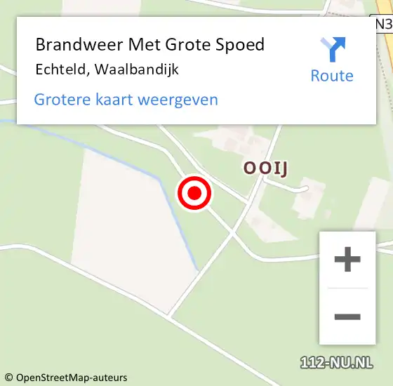 Locatie op kaart van de 112 melding: Brandweer Met Grote Spoed Naar Echteld, Waalbandijk op 29 september 2019 21:15