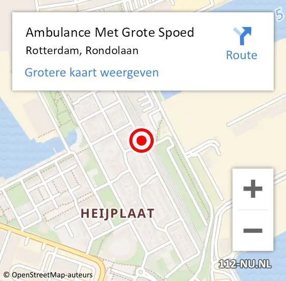 Locatie op kaart van de 112 melding: Ambulance Met Grote Spoed Naar Rotterdam, Rondolaan op 29 september 2019 22:07