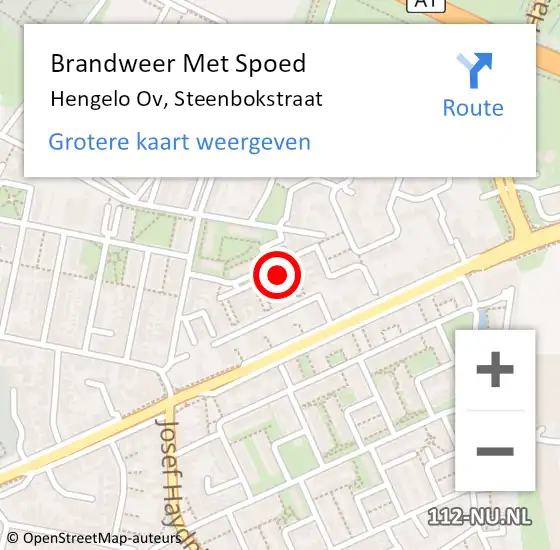 Locatie op kaart van de 112 melding: Brandweer Met Spoed Naar Hengelo Ov, Steenbokstraat op 29 september 2019 23:40