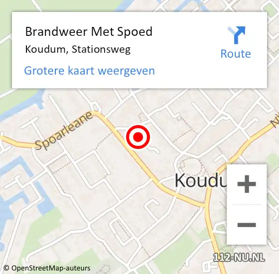 Locatie op kaart van de 112 melding: Brandweer Met Spoed Naar Koudum, Stationsweg op 30 september 2019 04:02