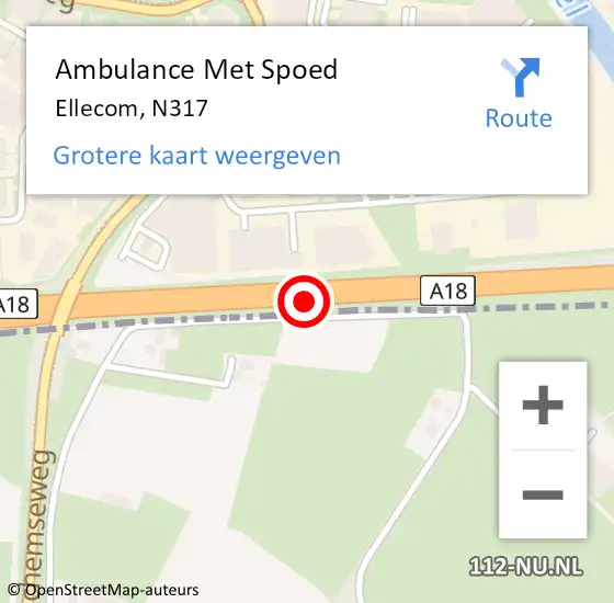 Locatie op kaart van de 112 melding: Ambulance Met Spoed Naar Ellecom, N317 op 30 september 2019 06:07