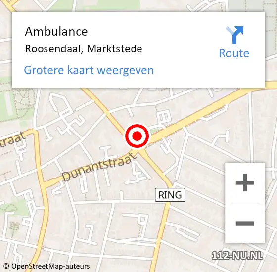 Locatie op kaart van de 112 melding: Ambulance Roosendaal, Marktstede op 30 september 2019 08:10