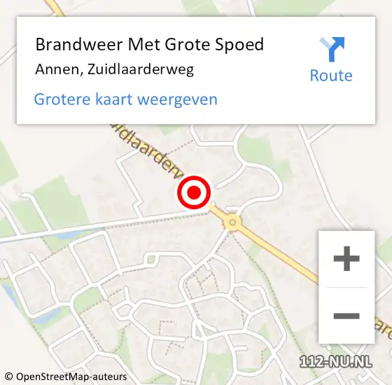 Locatie op kaart van de 112 melding: Brandweer Met Grote Spoed Naar Annen, Zuidlaarderweg op 30 september 2019 08:11