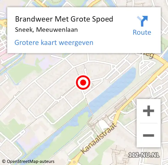 Locatie op kaart van de 112 melding: Brandweer Met Grote Spoed Naar Sneek, Meeuwenlaan op 30 september 2019 08:27