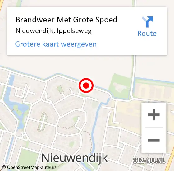 Locatie op kaart van de 112 melding: Brandweer Met Grote Spoed Naar Nieuwendijk, Ippelseweg op 30 september 2019 08:27