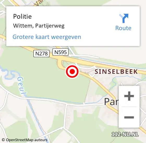 Locatie op kaart van de 112 melding: Politie Wittem, Partijerweg op 30 september 2019 08:56