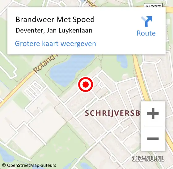 Locatie op kaart van de 112 melding: Brandweer Met Spoed Naar Deventer, Jan Luykenlaan op 30 september 2019 08:57